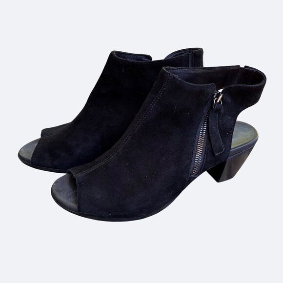 Munro NAKITA Leather Suede Boot Bootie Size 7.5M Black Heel Open Retail $220 EUC - Picture 1 of 10